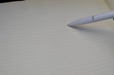 Top view of a open notebook with pen, school notebooks with a spiral spring, Stock Photos