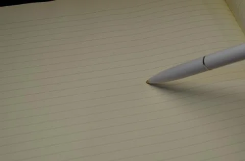 Top view of a open notebook with pen, school notebooks with a spiral spring, Stock Photos