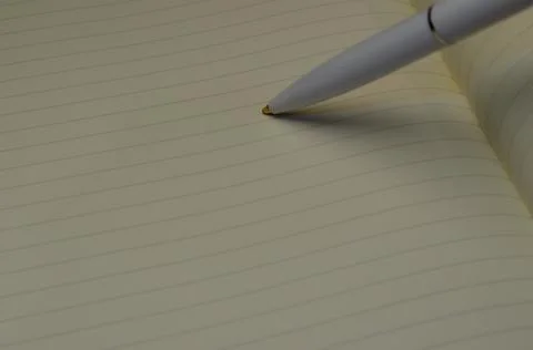 Top view of a open notebook with pen, school notebooks with a spiral spring, Stock Photos