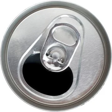 Top view of an open silver soda pop can Stock Photos