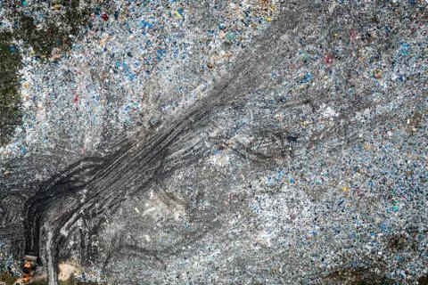 Top view of open solid waste dump, Poland from above Stock Photos