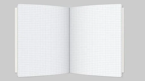 Top view of opened math, squared notebook Stock Illustration