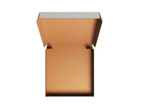 Top view of opened pizza box 3d render on white background no shadow Stock Illustration