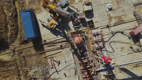 Top view of operation of crane at production facility. Metal frames, industrial Video stock 209278803