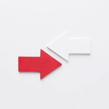 Top view opposite arrows Stock Photos