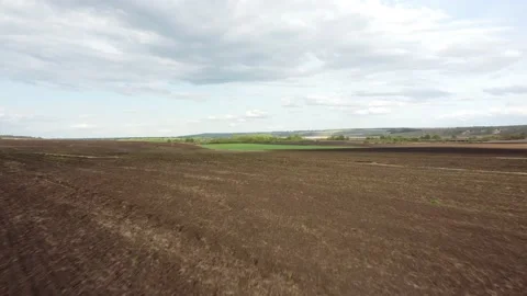 Top view or aerial dron view on plowed agricultural field. Stock Footage 201374626