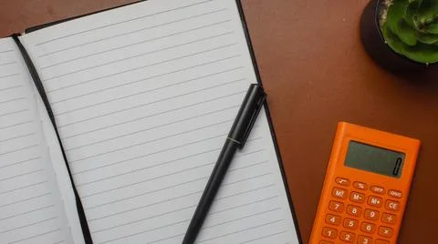 Top view or flat layout of working space. 写真素材