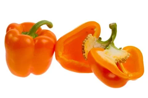 Top view orange bell pepper isolated Stock Photos