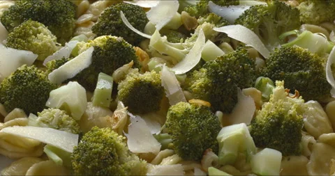 Top view of Orecchiette pasta with broccoli. Stock Footage 310795277