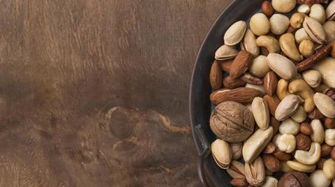Top view organic nuts snack. High quality and resolution beautiful photo concept Stock Photos