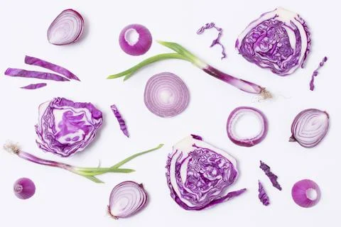 Top view organic onion table Stock Photos
