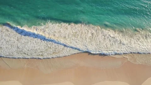 Top view over beach sea. Beautiful sea waves. Stock Footage 166123400