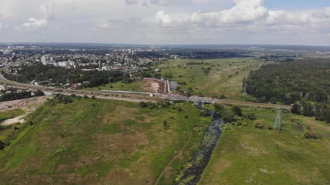 Top view over city infrastructure Stock Footage 92936499