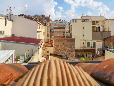 Top view over comfortable and warm yard in Cannes, France. Stock Photos