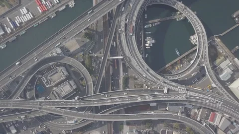 Top view over expressway Osaka, Kansai, Japan Stock Footage 102253157