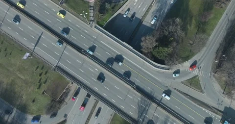 Top view over a highway with moving cars in Sofia Stock Footage 300883077