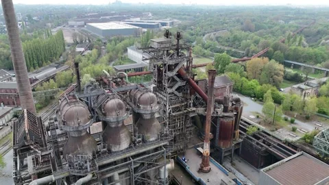 Top View Over Massive Steel Plant Infrastructure Video stock 335377463