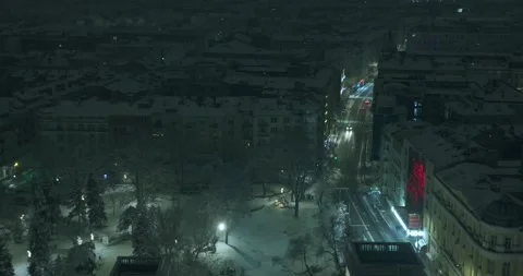 Top view over the night city of Sofia in winter Video stock 297785806