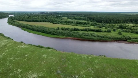 Top view over river flowing in forest. Aerial view Stock Footage 162220800