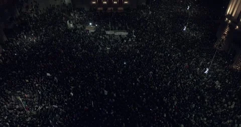 Top view of over a thousand protest in front of the Bulgarian parliament Stock-Footage 324561847