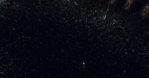 Top view of over a thousand protesters at night in downtown Sofia. 스톡 동영상 324561848