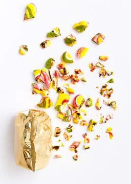 Top view of packaged various chocolate truffles Stock Photos