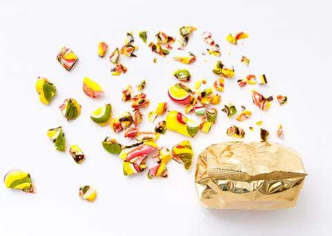 Top view of packaged various chocolate truffles Stock Photos