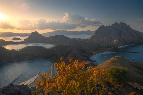 Top view of Padar Island during sunset, Komodo Island (Komodo National Park), Stock Photos