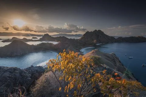 Top view of Padar Island during sunset, Komodo Island Komodo National Park .. Stock Photos