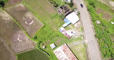 Top view of Paddy fields and road view in Sukabumi district, West Java Video stock 344479979