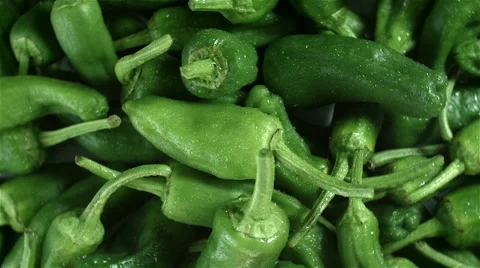 Top view of Padrn Peppers rotating Stock Footage 62411015