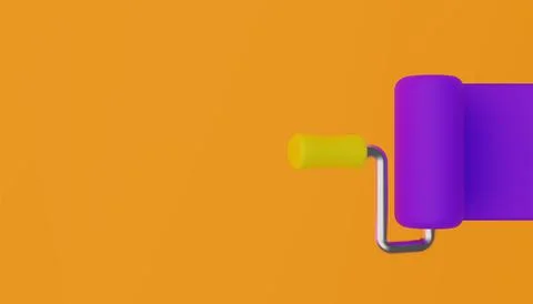 Top view of a paint roller in cartoon style. 3D background. Vector illustration Stock Illustration