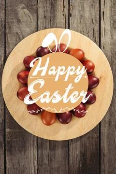 Top view painted easter eggs Stock Photos