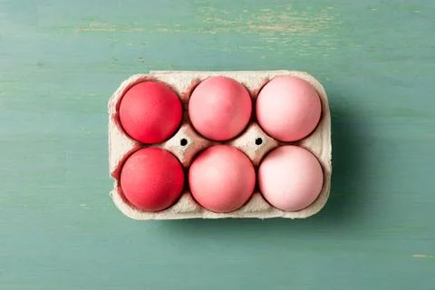 Top view painted easter eggs Stock Photos