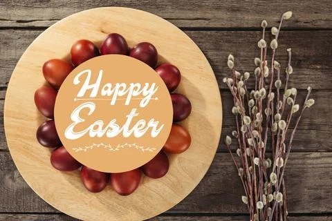Top view painted easter eggs Stock Photos