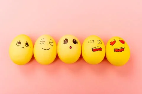 Top view painted easter eggs Stock Photos