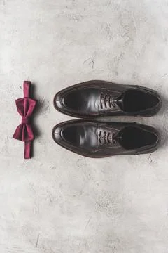 Top view pair shoes bow Stock Photos