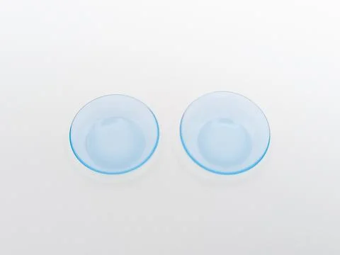 Top View of A Pair of Soft Contact Lens Isolated on White Background with N.. Stock Photos