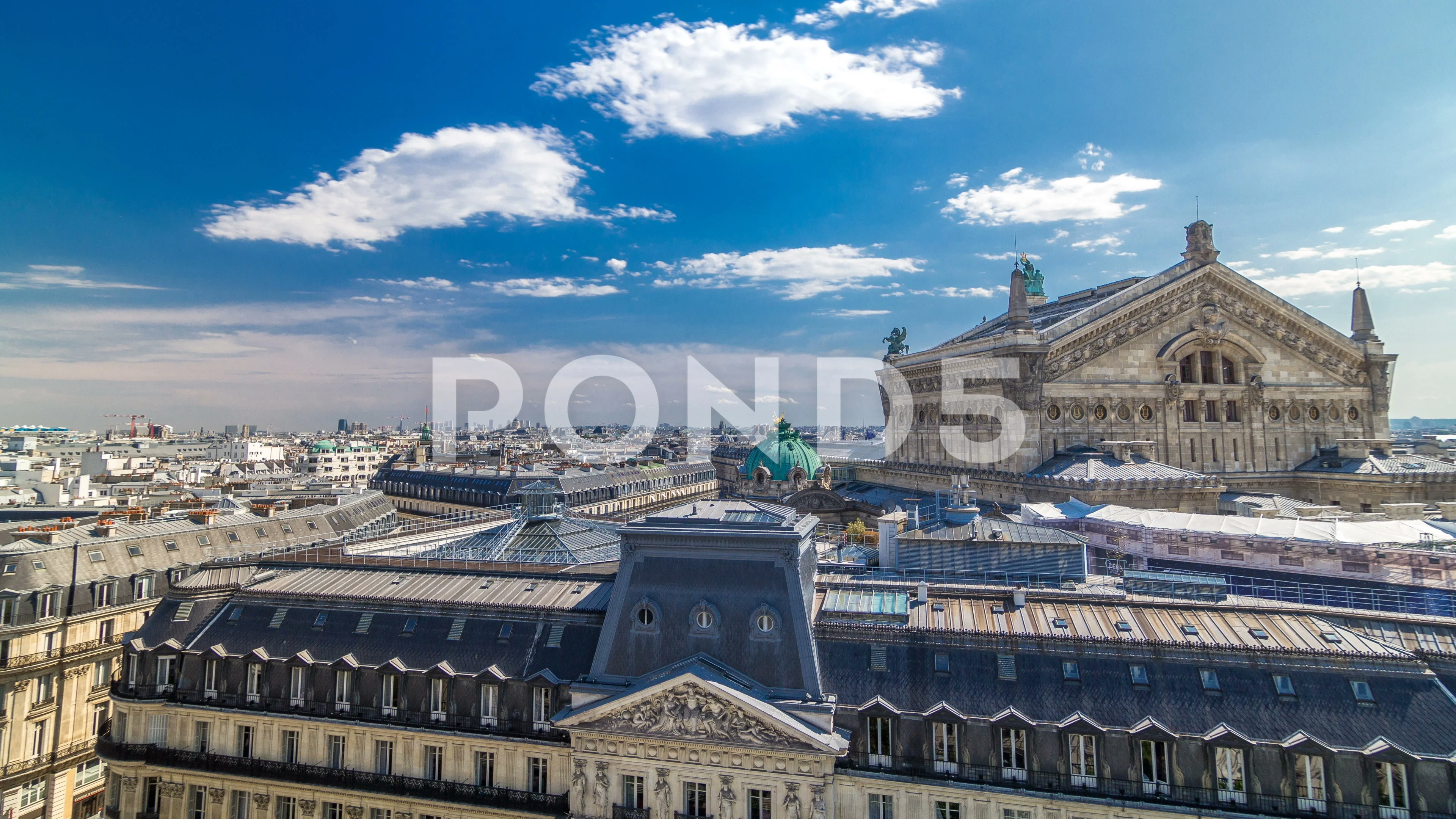 Aerial View Big Panorama Paris, the Opera Garnier, South-western