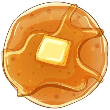 Top View of Pancake with Butter and Syrup Stock Illustration