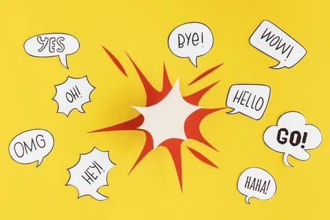 Top view paper shape chat bubbles Stock Photos