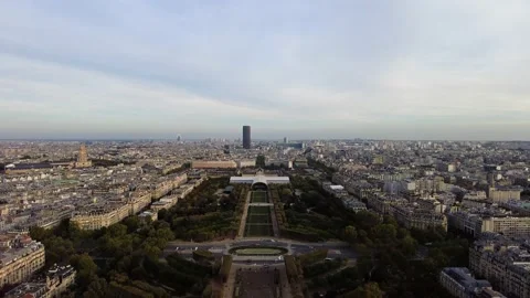 Top View Of Paris From Eiffel Tower In France - wide Stock Footage 228393721