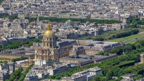 Top view of Paris skyline from observation deck of Montparnasse tower timelapse Stock Footage 236937331