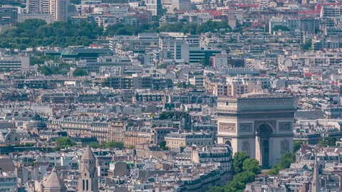 Top view of Paris skyline from observation deck of Montparnasse tower timelapse 스톡 동영상 236937958