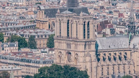 Top view of Paris skyline from observation deck of Montparnasse tower timelapse Stock Footage 236938444
