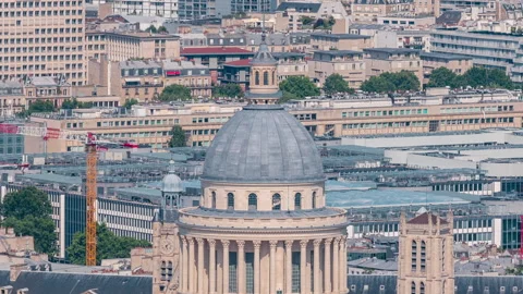 Top view of Paris skyline from observation deck of Montparnasse tower timelapse Stock Footage 236938961