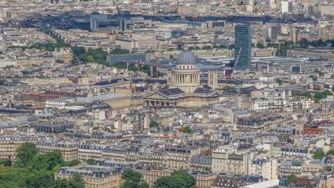 Top view of Paris skyline from observation deck of Montparnasse tower timelapse Stock Footage 236948229