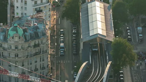 Top view of Paris skyline from observation deck of Montparnasse tower timelapse Stock Footage 236949308