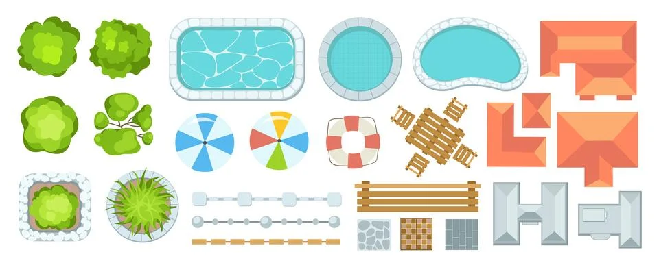 Top View Park Creator Kit Stock Illustration