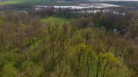 Top view of a park with lakes in the background Stock Footage 154959830